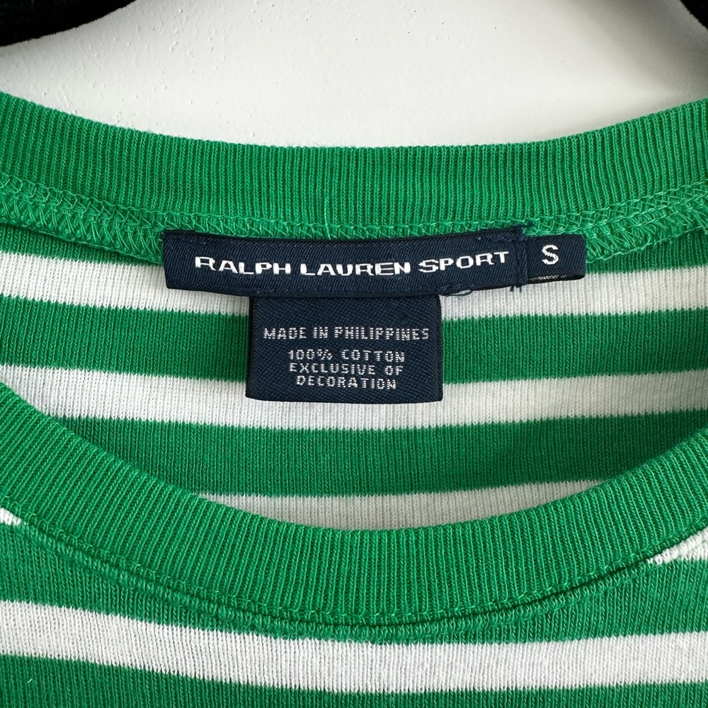 Ralph Lauren Sport Green & White Striped Crew Tee - Picture 4 of 4